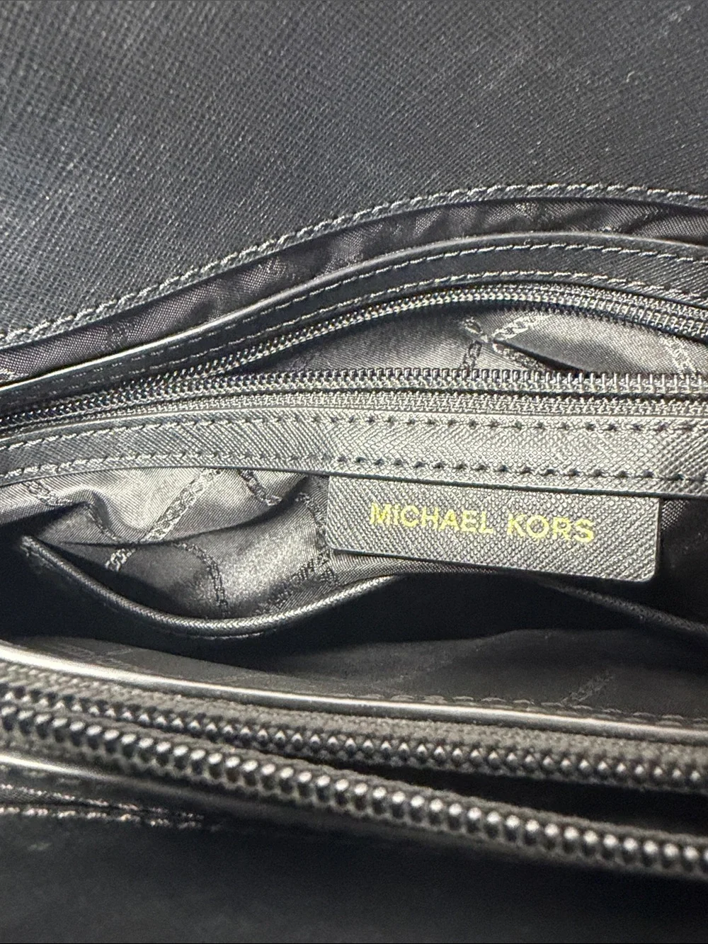 Michael Kors Black Saffiano Tote with Gold MK Charm